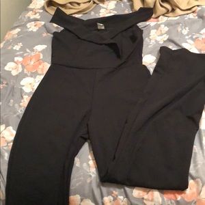 Agaci black jumpsuit,wide leg pant.off shoulder